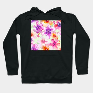 Watercolor Anemone Floral, Cool Lime Hoodie